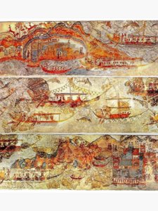 The fresco showing the Minoan fleet in Akrotiri Santorini Island.jpg