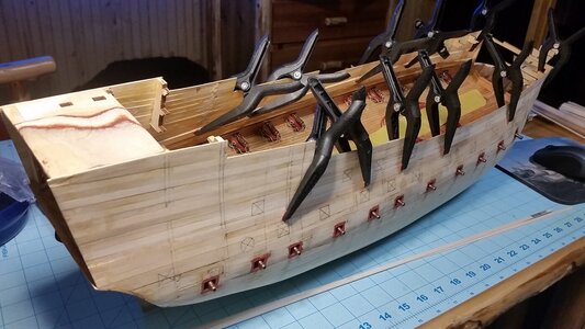 479 Another Strip of Bulwark Planking Glued.jpg