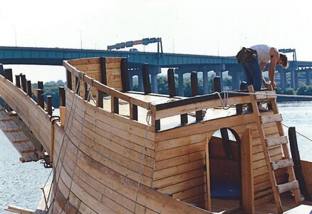 Volunteer working on Half Moon forecastle -May 1989.jpg