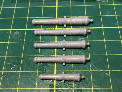 1305 3-D Printed Barrels for Upper Gun Deck & Castles.JPG