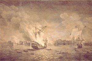 British_burninng_warship_Prudent_and_capturing_Bienfaisant._Siege_of_Louisbourg_1758._Maritime...jpg