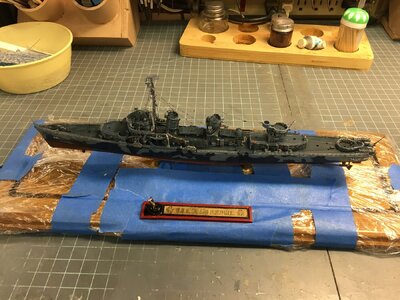 Aft Railings, Gun Tub and Depth Charges Installed (1).JPG