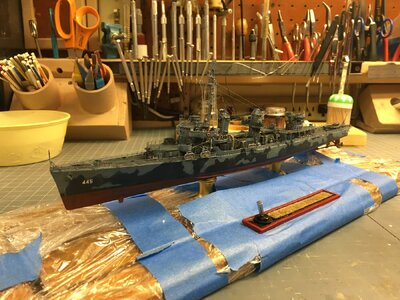 Aft Railings, Gun Tub and Depth Charges Installed (2).JPG