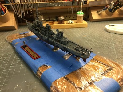 Aft Railings, Gun Tub and Depth Charges Installed (8).JPG