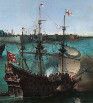 fragment Hendrik_Cornelisz._Vroom_-_The_Arrival_of_Elector_Frederick_V_of_the_Palatinate_and_E...jpg
