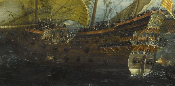 fragment    of  SK-A-1367-00    Dutch_and_English_Warships_in_Battle against Portugues-Spanish...jpg