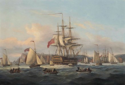 HMS_Bellerophon_Lying_at_Anchor_by_Thomas_Luny.jpg