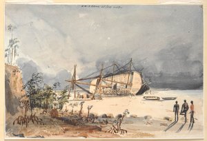 HMS_Pelorus_(1808)_aground_at_low_water.jpg