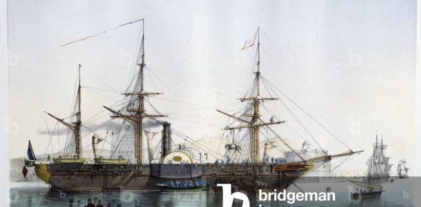 French Steam Frigate 1850s Litho.jpg