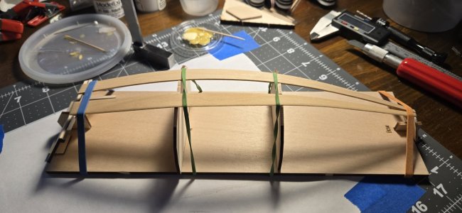 008 Bottom Planks soaked and drying on form 1.jpg
