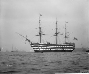 HMS_Victory,_Nelson's_flagship_at_the_Battle_of_Trafalgar,_anchored_in_Portsmouth_Harbour_in_1...jpg