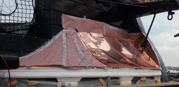 The starboard quarter gallery roof copper plating 01 -- Close-up.jpg
