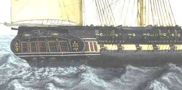 Constitution záď - obraz George Ropes, Jr - B.jpg