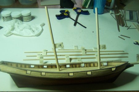01_Starboard side of the model and all the dowels marked and measured.JPG