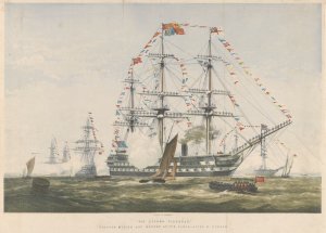 The_Queen's_Birthday._Colours_Flying_and_Manned_at_the_Yards._James_Watt_RMG_PY0957.jpg